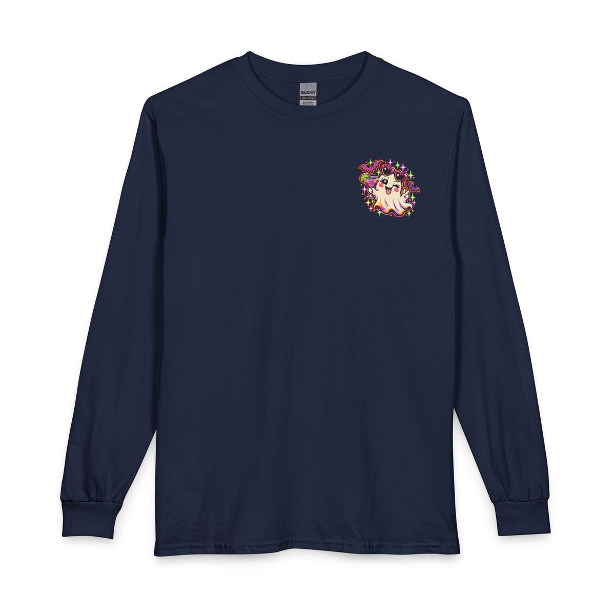 Halloween Long Sleeve Tee — "Just Here for the Boos" Ghost Party Shirt