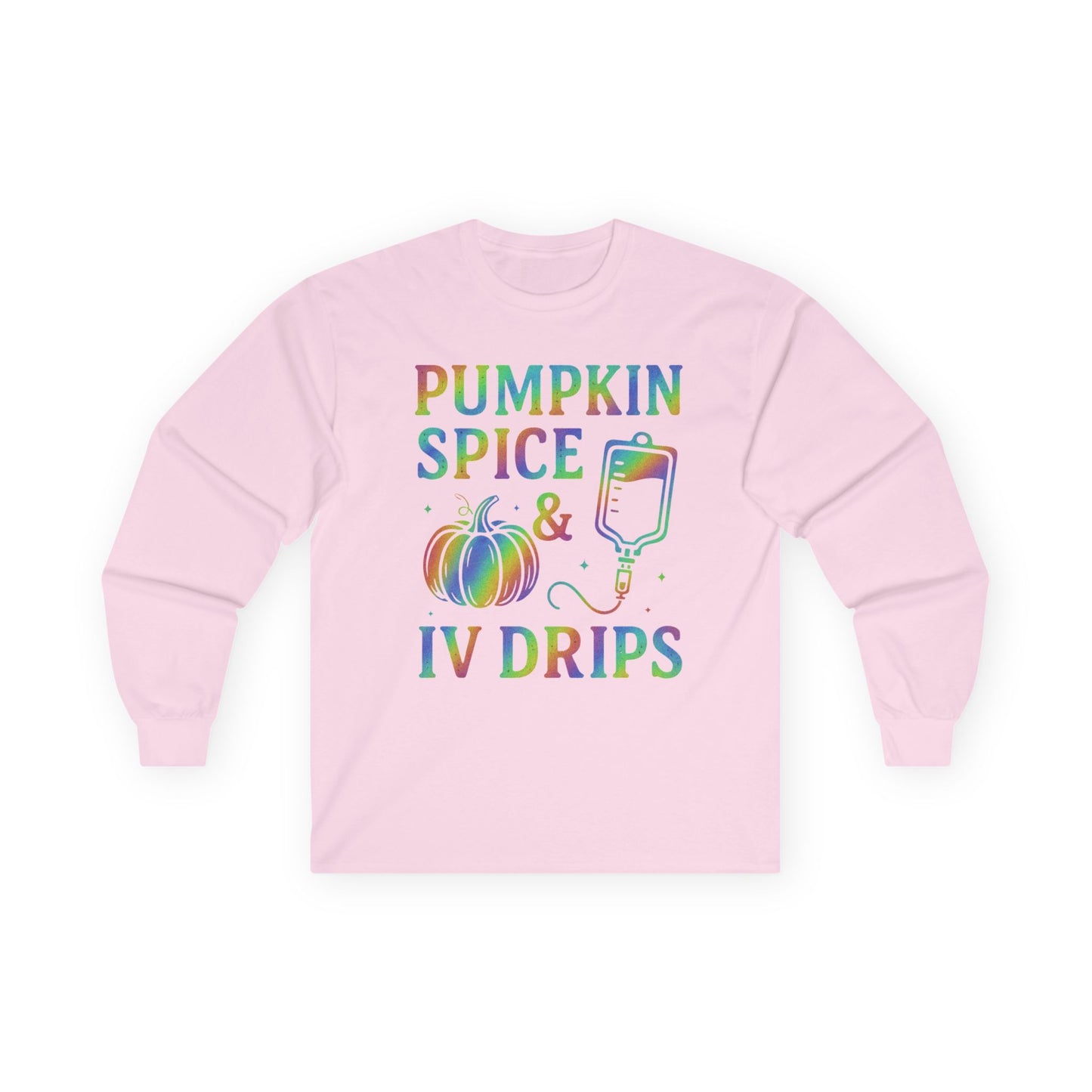 Pumpkin Spice IV Drips Long Sleeve Tee, Autumn Shirt, Fall Fashion, Halloween Apparel, Cozy Gift