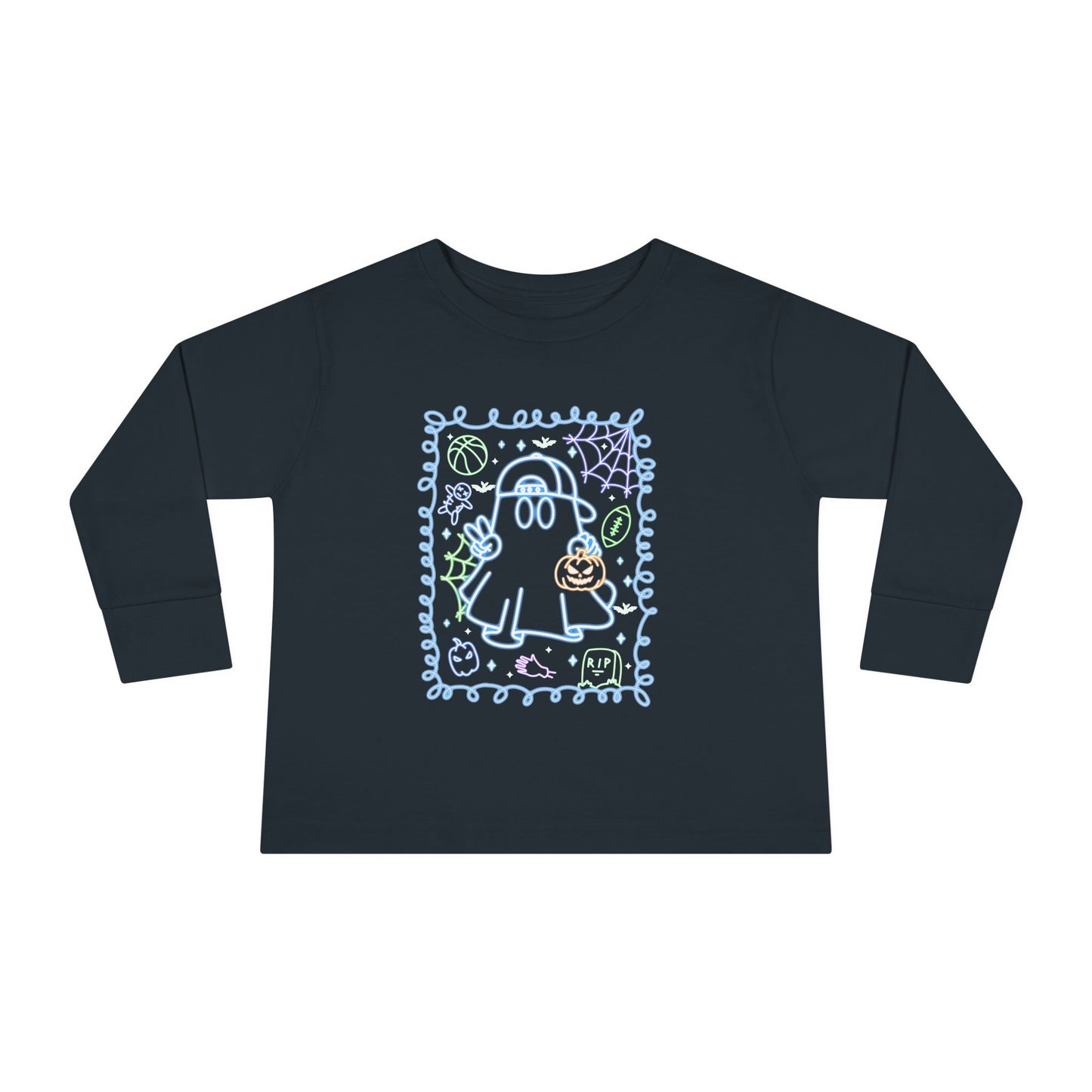 T-Shirt Cute Ghost Toddler Long Sleeve Tee Halloween Gift Kids' Halloween Shirt Autumn Outfit Playful Toddler Clothing