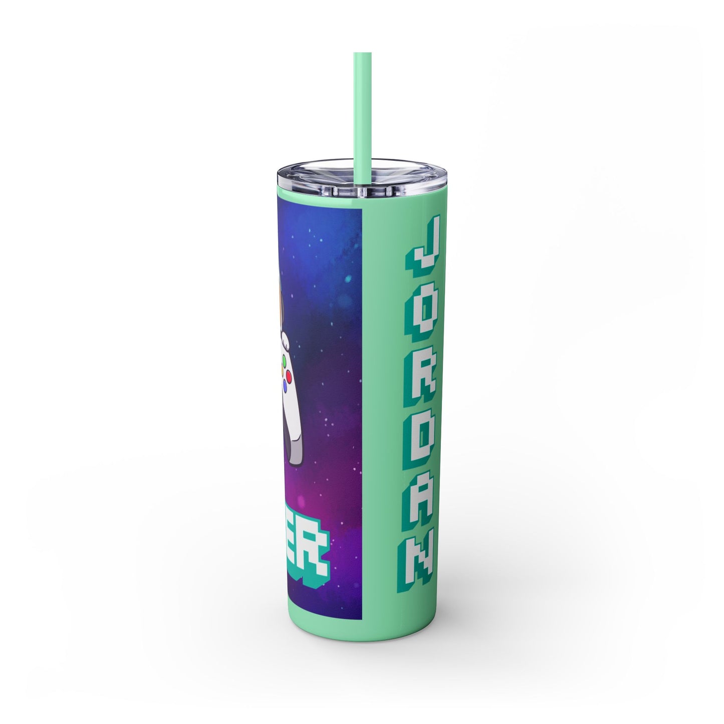 Tumbler Travel Cup Personalized Gamer Skinny Tumbler with Straw - 20oz - Cool Space Design