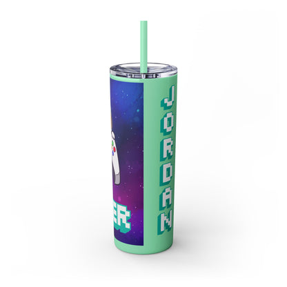 Tumbler Travel Cup Personalized Gamer Skinny Tumbler with Straw - 20oz - Cool Space Design