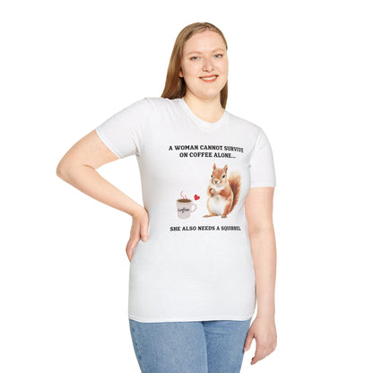 Coffee and Squirrel T-Shirt Cute Squirrel Illustration Coffee Lover Tee Fun Tee