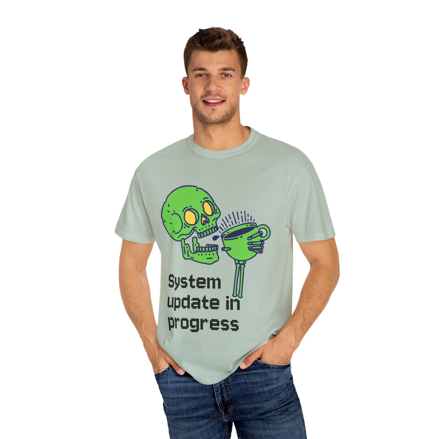 T-Shirt Funny Skeleton T-Shirt Unisex Graphic Tee Halloween Shirt Casual Wear Gift for Tech Lovers Humor Apparel