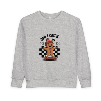 T-Shirt Playful Toddler Sweatshirt with 'Can’t Catch Me' Design Cute Kids Outfit Fun Holiday Gift Cozy Fall Wear Cheeky Gingerbread Sweater