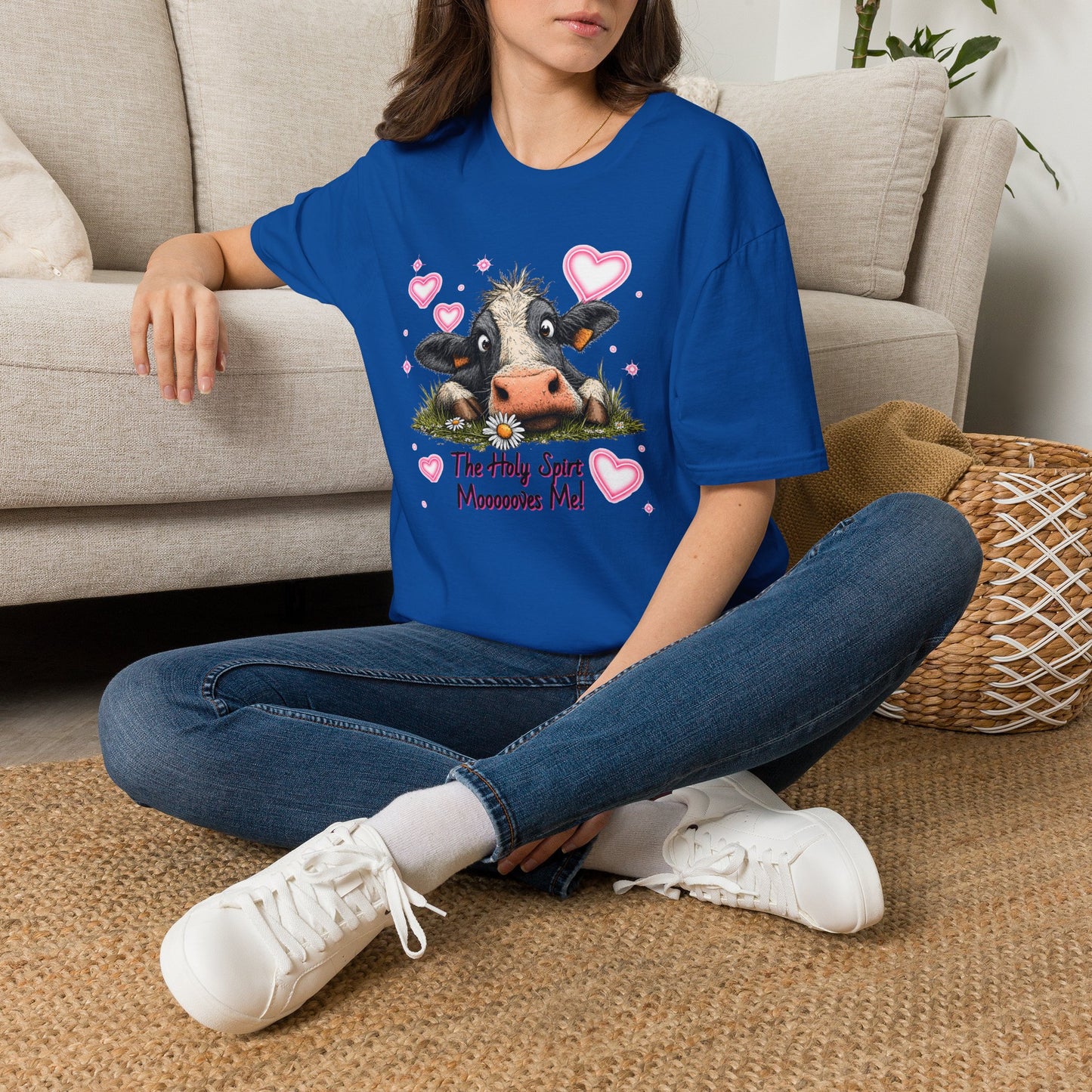 Holy Spirit T-shirt – Funny Faith-inspired Cow Design in 100% Cotton