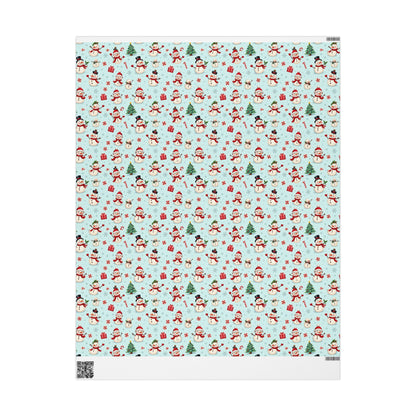 Festive Christmas Wrapping Paper, Holiday Gift Wrap, Snowman and Santa Print, Perfect for Christmas, Birthdays, and New Year Celebrations