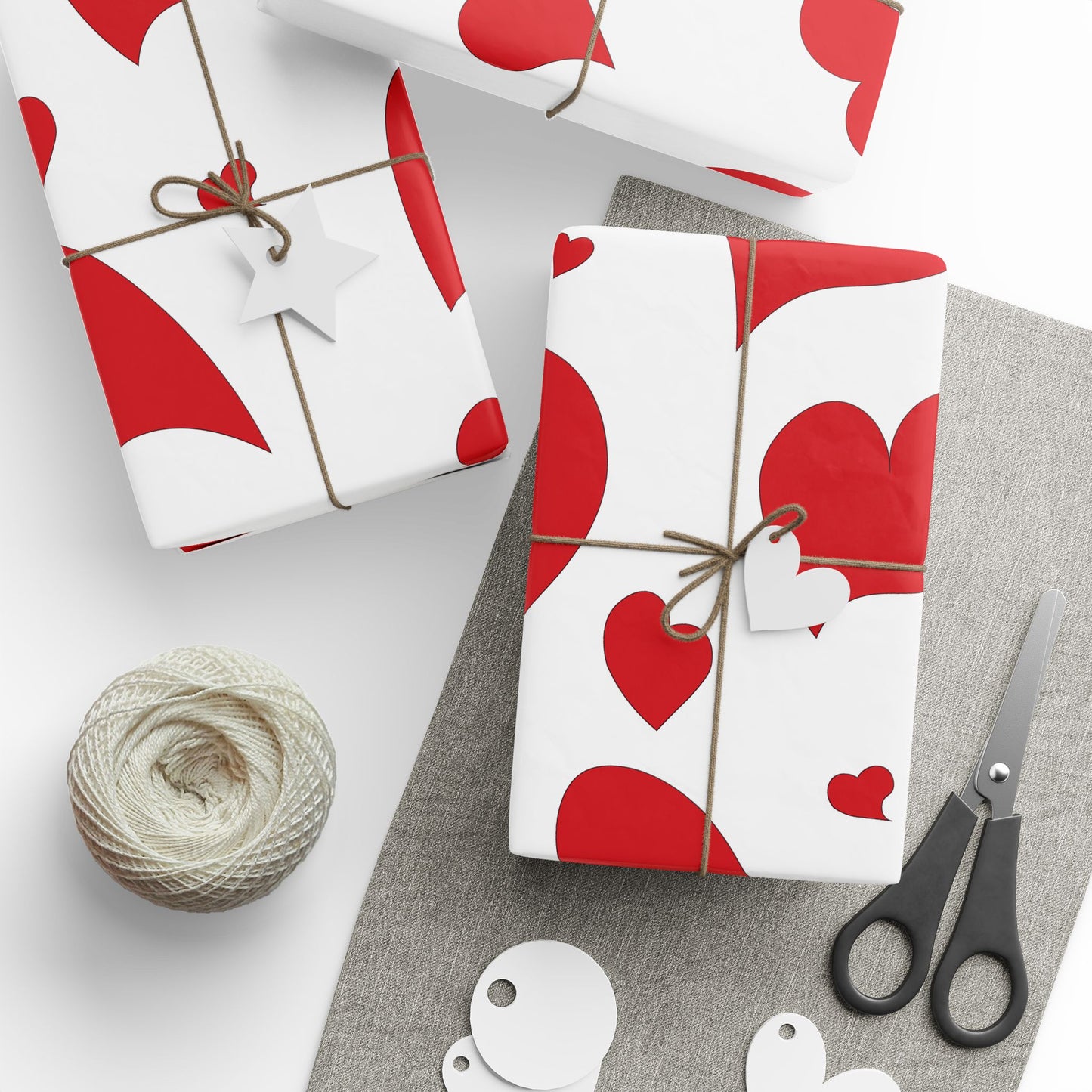 Valentine Heart Pattern Wrapping Paper Roll — Red Hearts Gift Wrap for Valentine's Day & Anniversaries