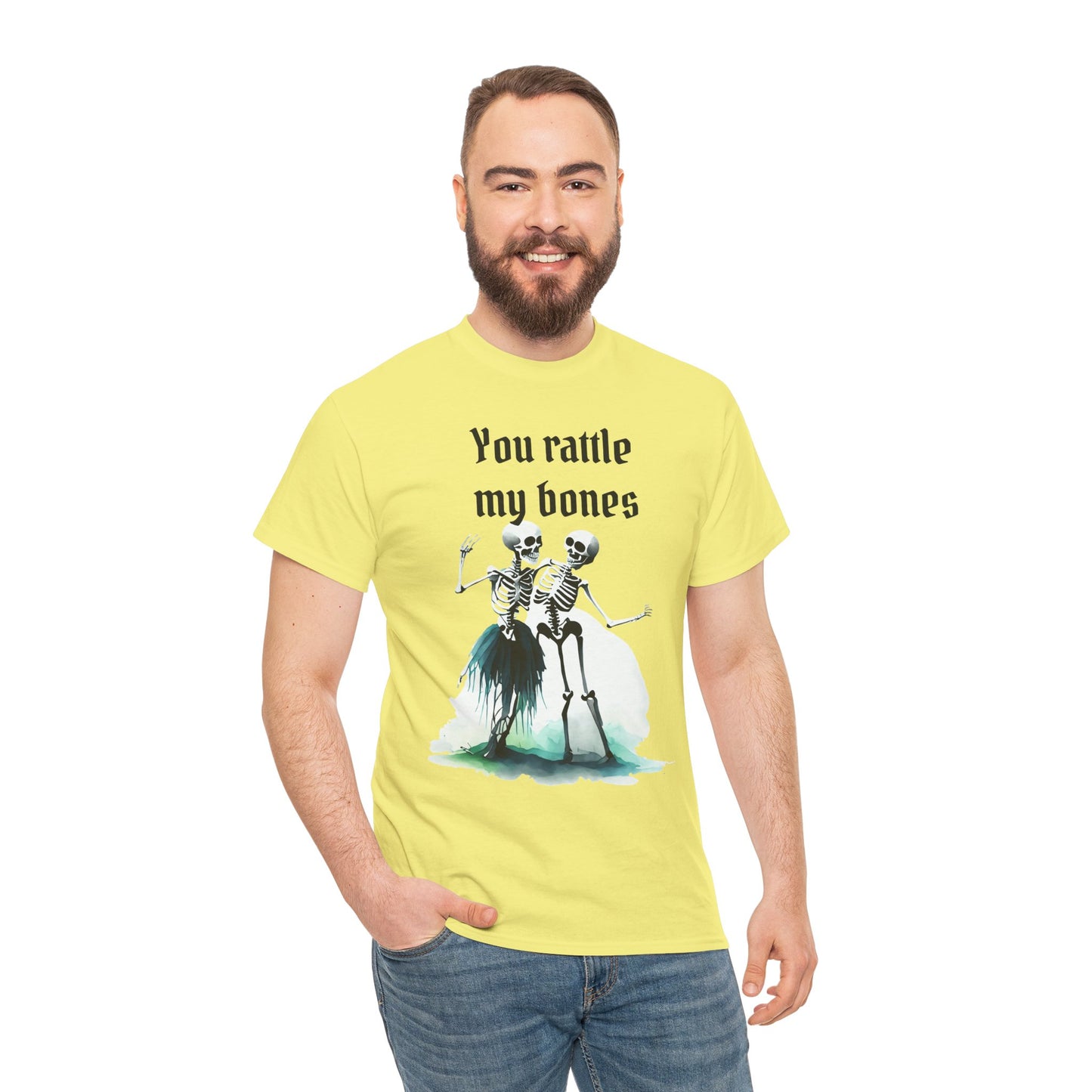 T-Shirt Skeleton Dance Tee  You Rattle My Bones Halloween Shirt Unisex Graphic Tee Cute Skeleton Costume Spooky Season Apparel