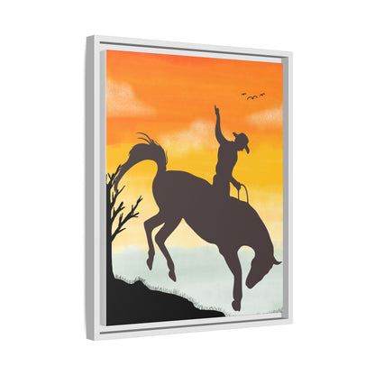 Framed Cowboy Sunset Canvas Art Equestrian Decor Farmhouse Wall Art Rustic Home Decoration Gift for Horse Lovers Rodeo Decor Housewarming Gift