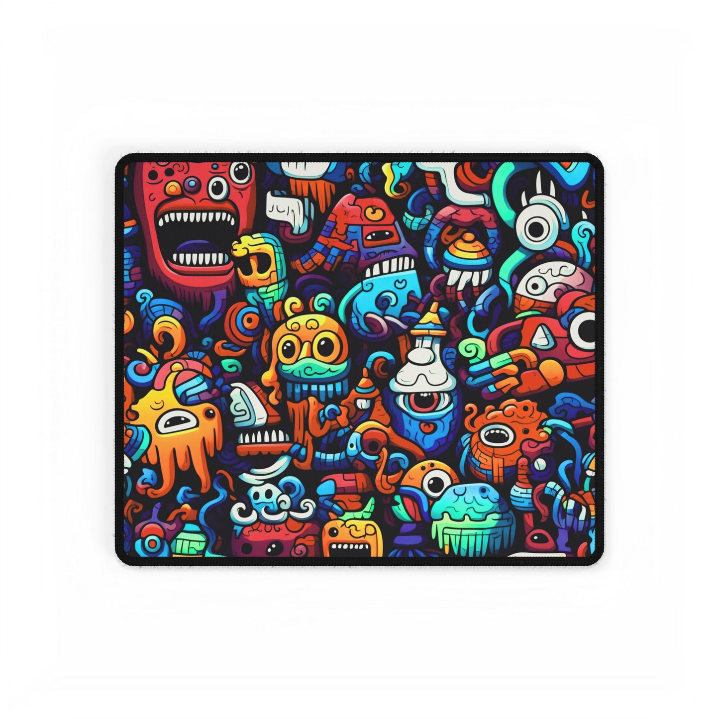 Colorful Doodle Monsters Desk Mat — Vibrant Gaming & Work Mouse Pad