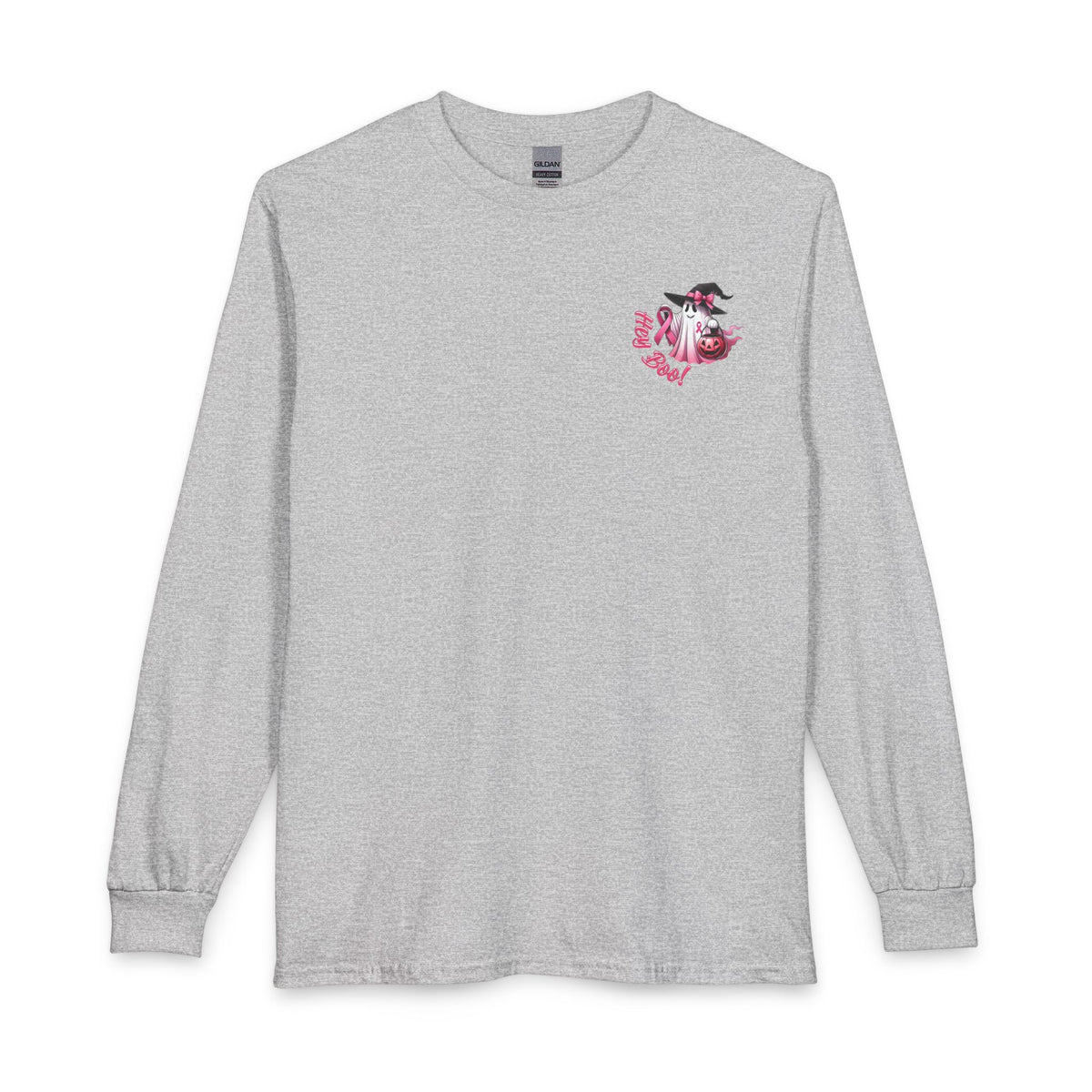 Breast Cancer Awareness Long Sleeve Tee — "In October We Wear Pink" Cow Design