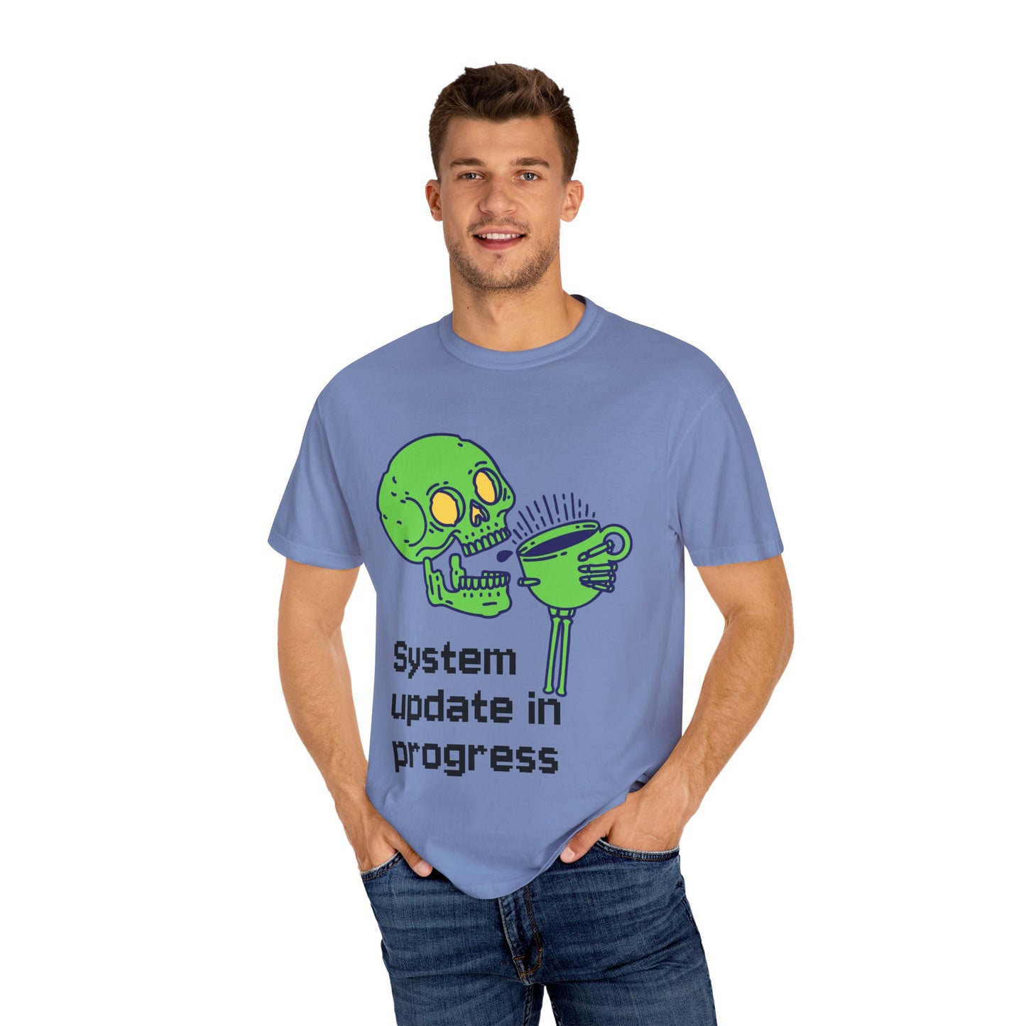 T-Shirt Funny Skeleton T-Shirt Unisex Graphic Tee Halloween Shirt Casual Wear Gift for Tech Lovers Humor Apparel