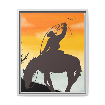 Framed Cowboy Rodeo Art Print Canvas Wall Decor Western Home Decor Rustic Cowboy Gift Equestrian Wall Art Country Themed Art Housewarming Gift