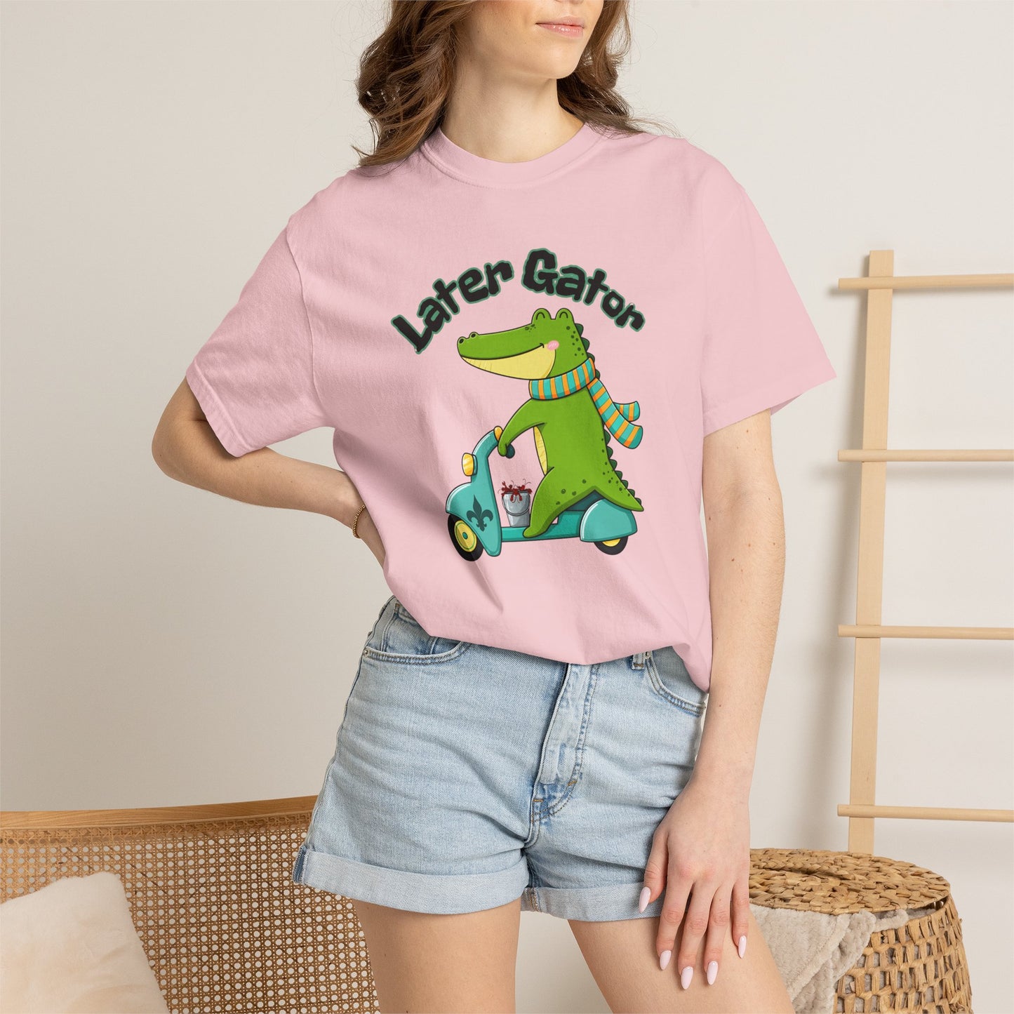 Later Gator After While Gator T-Shirt Cute Cartoon Alligator Scooter Tee Gift