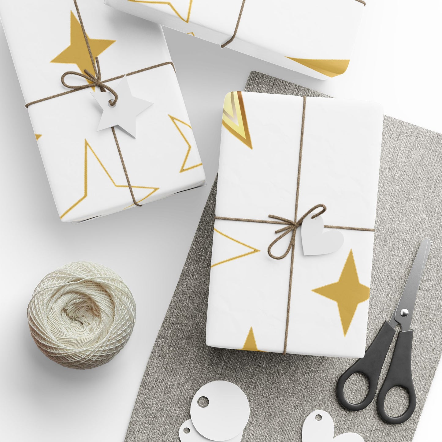 Gold Star Wrapping Paper Roll - Festive Birthday & Celebration Gift Wrap
