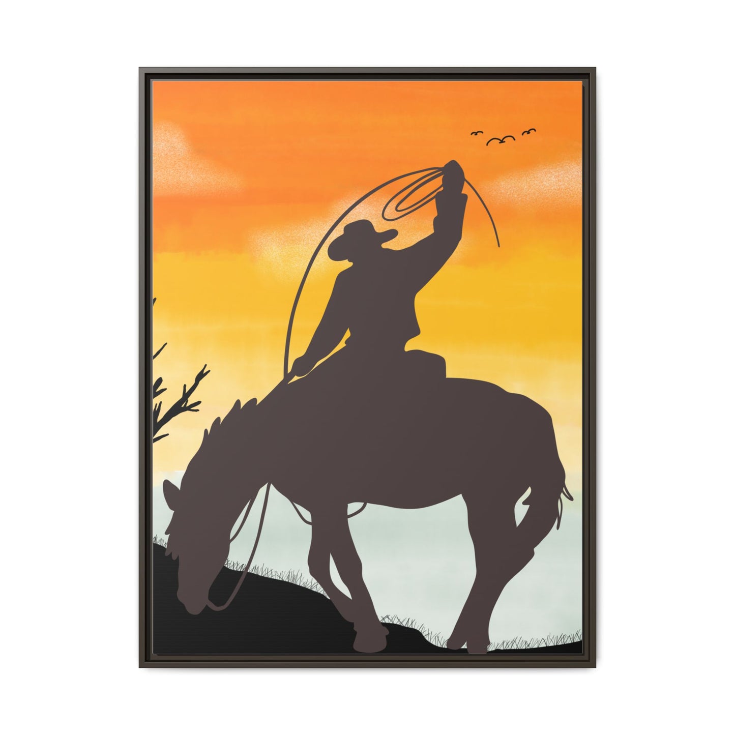 Framed Cowboy Rodeo Art Print Canvas Wall Decor Western Home Decor Rustic Cowboy Gift Equestrian Wall Art Country Themed Art Housewarming Gift