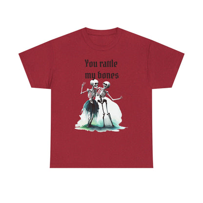 T-Shirt Skeleton Dance Tee  You Rattle My Bones Halloween Shirt Unisex Graphic Tee Cute Skeleton Costume Spooky Season Apparel