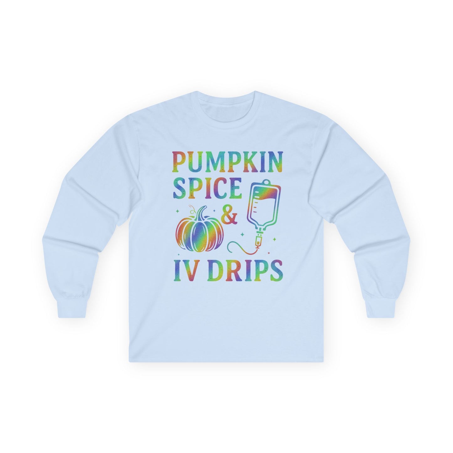 Pumpkin Spice IV Drips Long Sleeve Tee, Autumn Shirt, Fall Fashion, Halloween Apparel, Cozy Gift