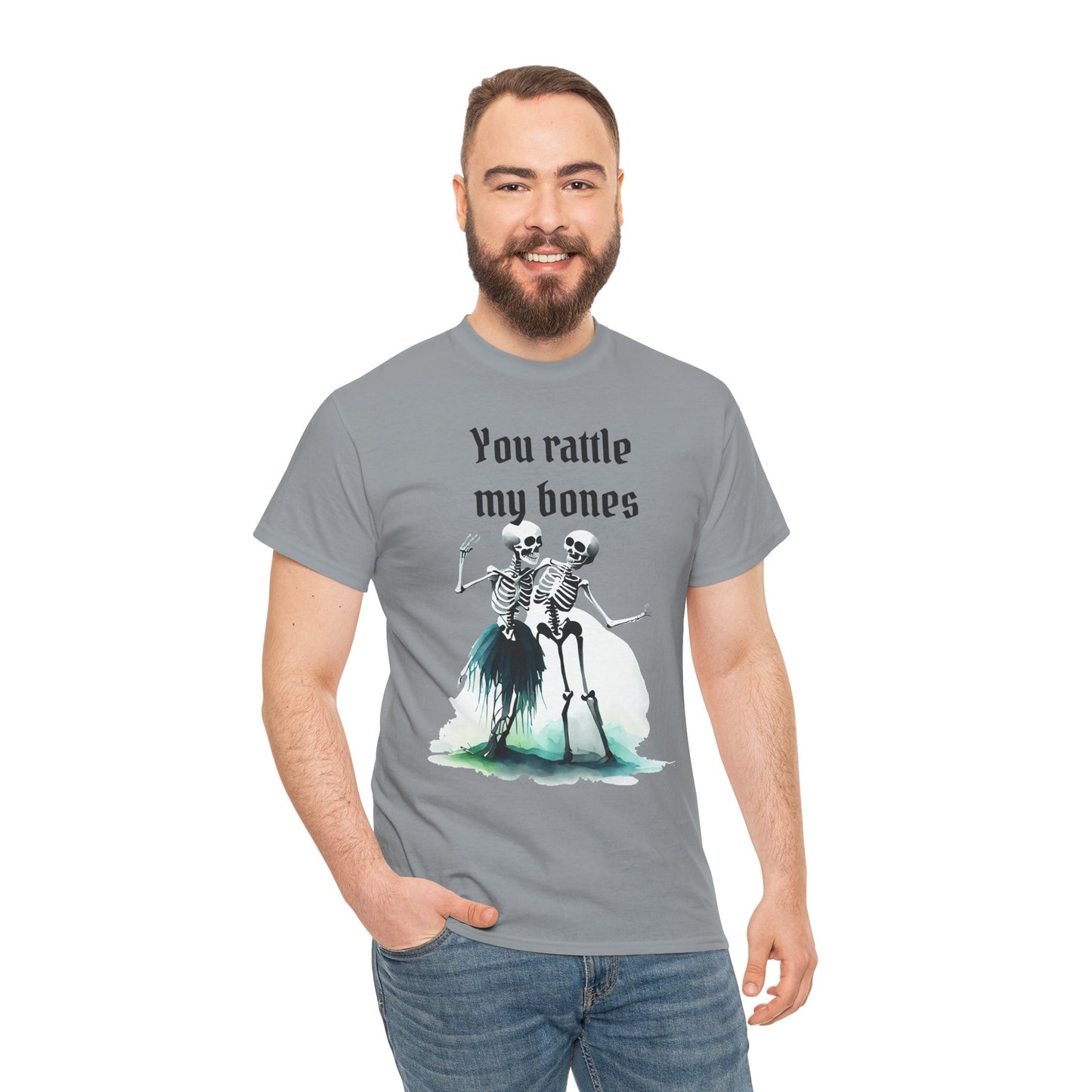 T-Shirt Skeleton Dance Tee  You Rattle My Bones Halloween Shirt Unisex Graphic Tee Cute Skeleton Costume Spooky Season Apparel