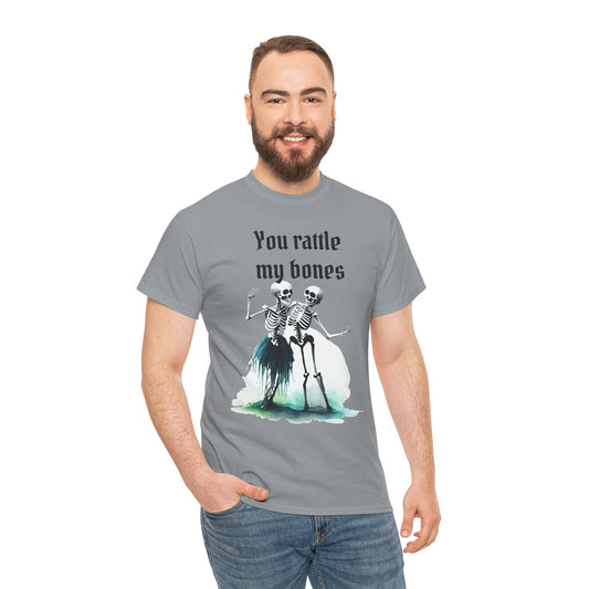 T-Shirt Skeleton Dance Tee  You Rattle My Bones Halloween Shirt Unisex Graphic Tee Cute Skeleton Costume Spooky Season Apparel