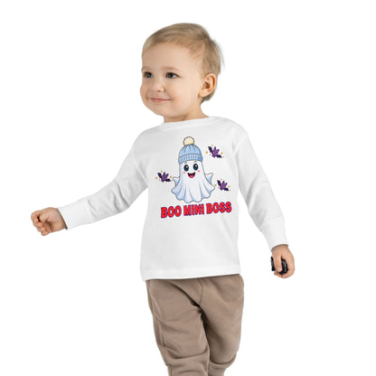 Boo Mini Boss Toddler Long Sleeve Tee Cute Ghost Halloween Matching Family Tee Family Halloween Photo