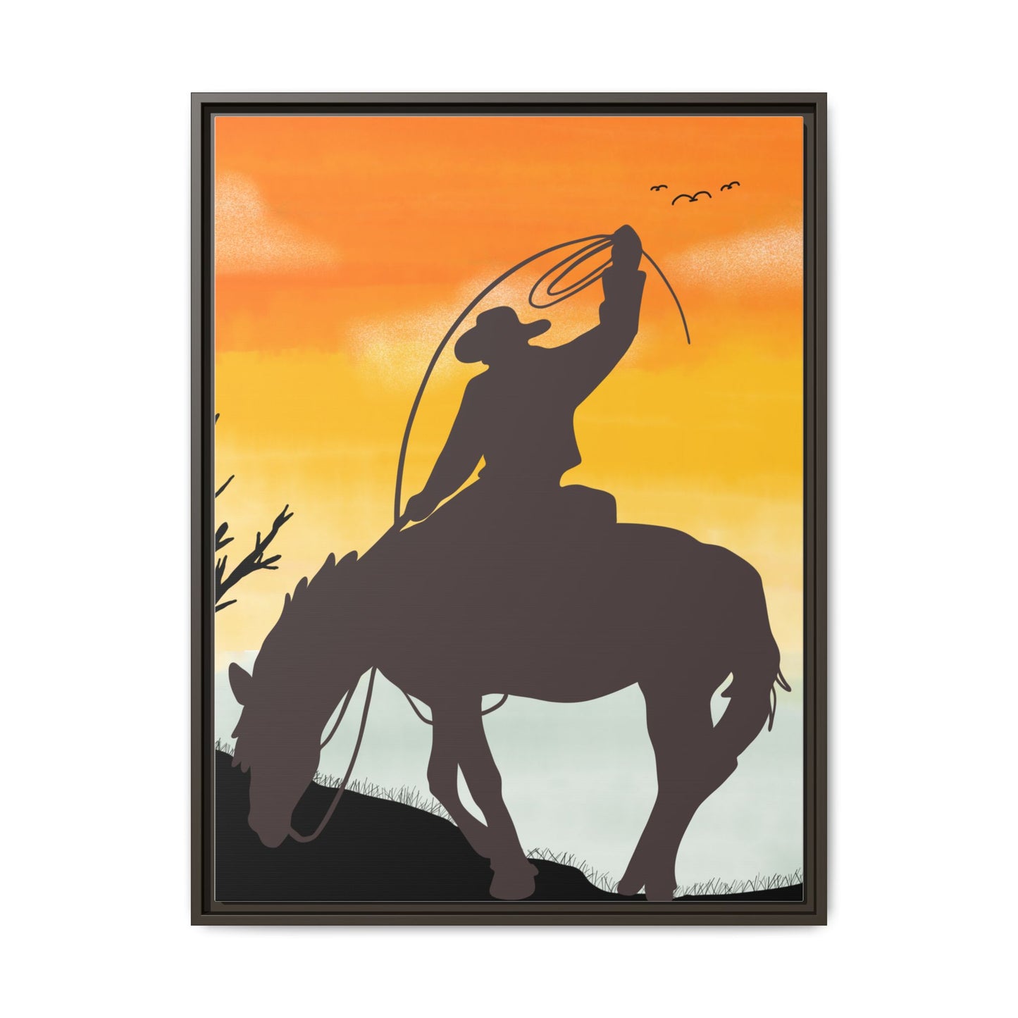 Framed Cowboy Rodeo Art Print Canvas Wall Decor Western Home Decor Rustic Cowboy Gift Equestrian Wall Art Country Themed Art Housewarming Gift