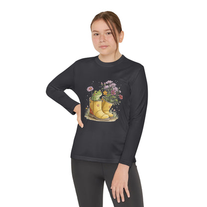 Youth Long Sleeve Tee — Froggy Garden Boots Illustration