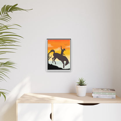 Framed Cowboy Sunset Canvas Art Equestrian Decor Farmhouse Wall Art Rustic Home Decoration Gift for Horse Lovers Rodeo Decor Housewarming Gift