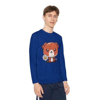 T-Shirt Cute Bear Youth Long Sleeve Competitor Tee Kids Bear Shirt Playful Tee for Boys and Girls Adorable Spring Apparel Gift