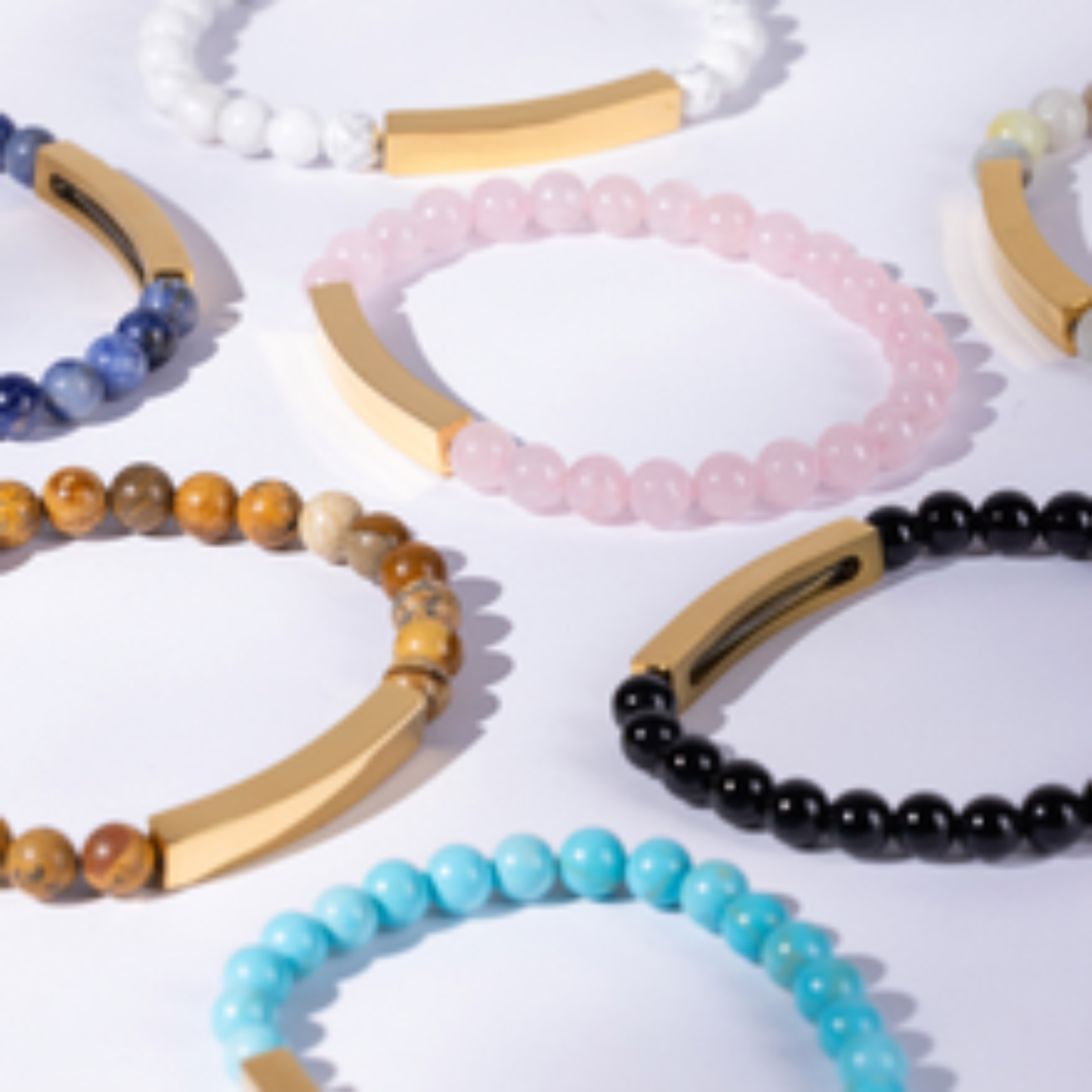 Personalized Stone Bracelet Custom Engraving Stainless Steel Bar Jewelry Natural Gemstone Beaded Design Minimalist Accessory Healing Crystal