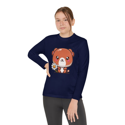 T-Shirt Cute Bear Youth Long Sleeve Competitor Tee Kids Bear Shirt Playful Tee for Boys and Girls Adorable Spring Apparel Gift