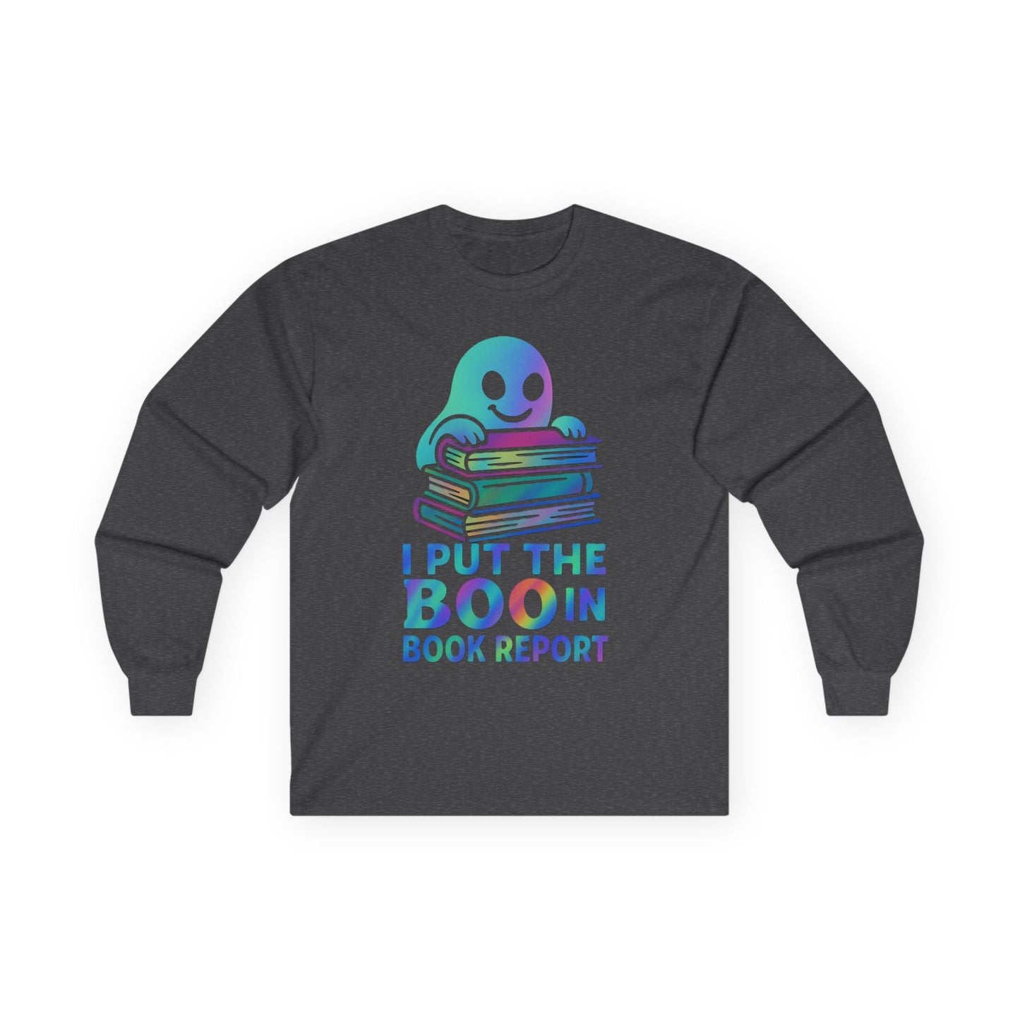 T-Shirt Whimsical Long Sleeve Tee for Book Lovers Halloween Shirt Cozy All-Seasons Top Fun Gift for Readers Book Report Humor Teacher Gift