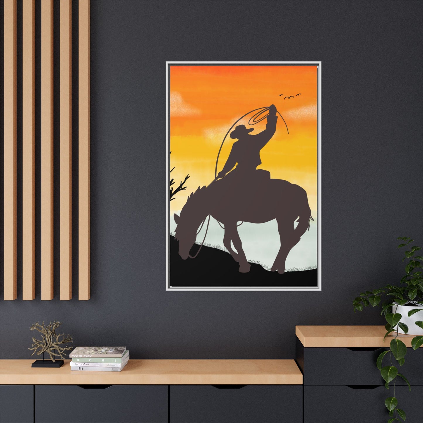 Framed Cowboy Rodeo Art Print Canvas Wall Decor Western Home Decor Rustic Cowboy Gift Equestrian Wall Art Country Themed Art Housewarming Gift