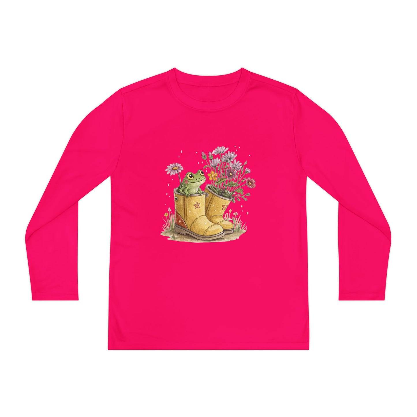 Youth Long Sleeve Tee — Froggy Garden Boots Illustration