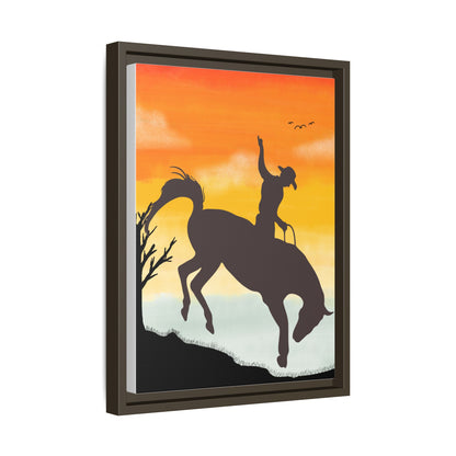 Framed Cowboy Sunset Canvas Art Equestrian Decor Farmhouse Wall Art Rustic Home Decoration Gift for Horse Lovers Rodeo Decor Housewarming Gift