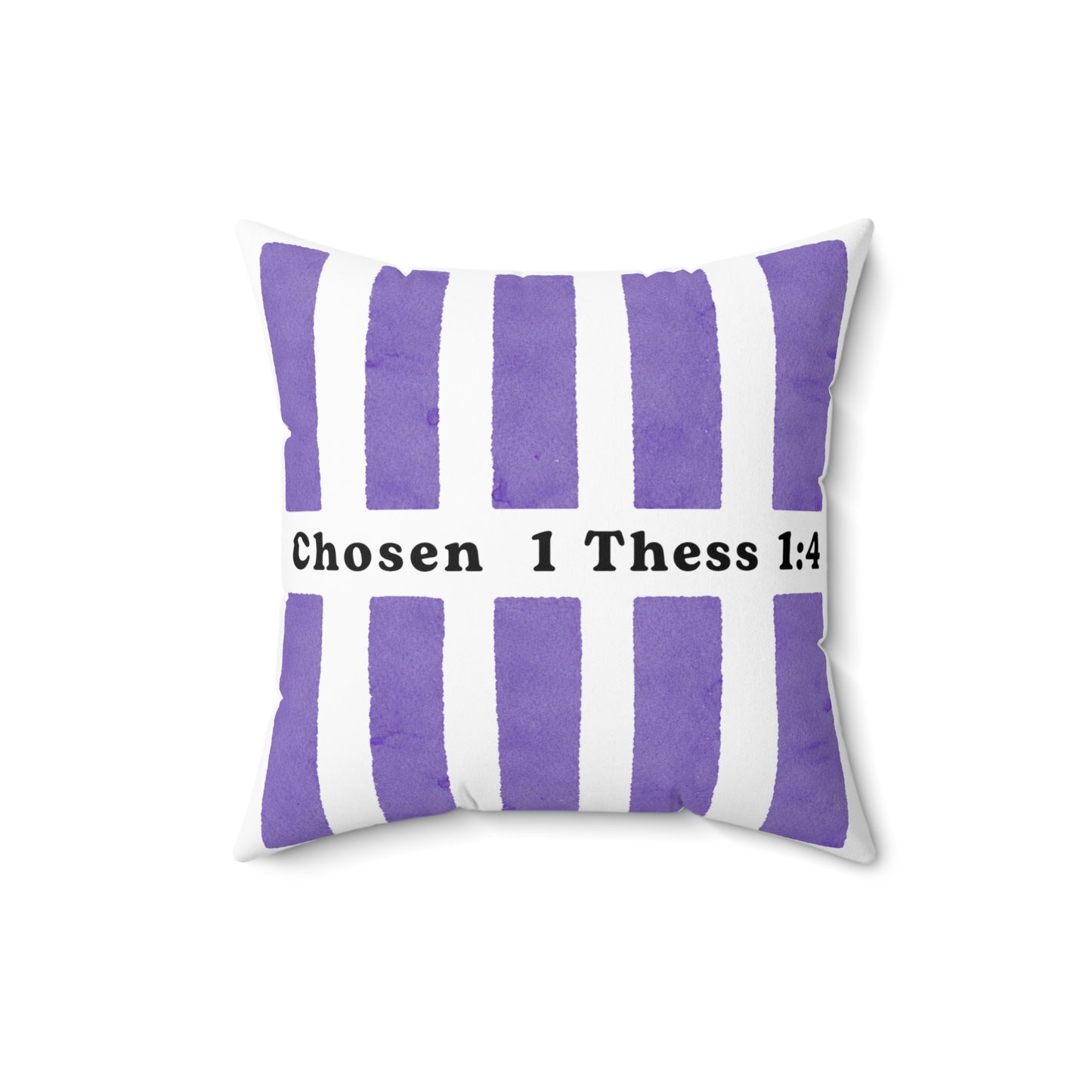 Chosen 1 Thess 1:4 Decorative Throw Pillow — Purple Striped Faith Accent