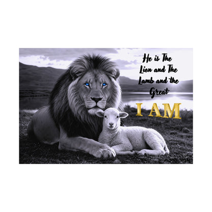 Matte Poster — "I AM" Lion and Lamb Christian Wall Art