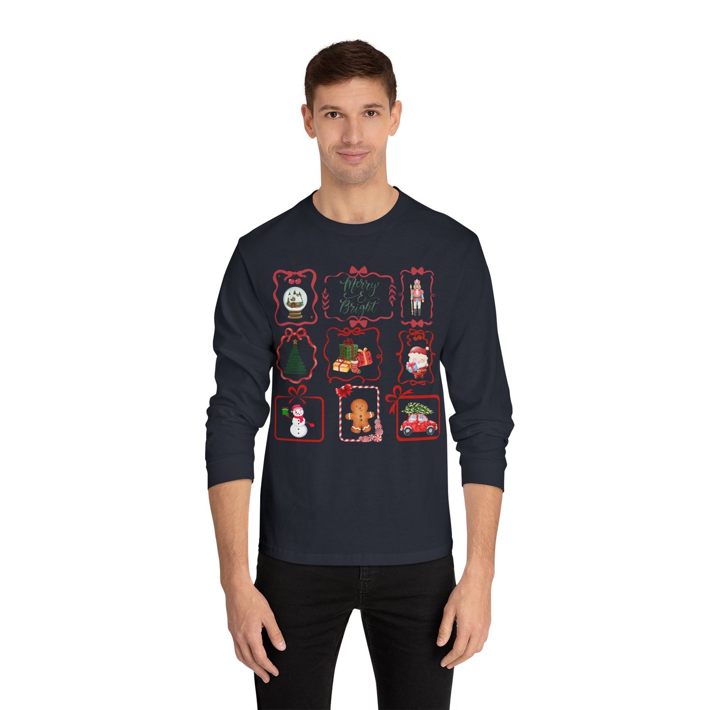 T-Shirt Festive Unisex Long Sleeve Shirt Holiday Christmas Apparel Winter Merchandise Gift for Him/Her Casual Layering Top