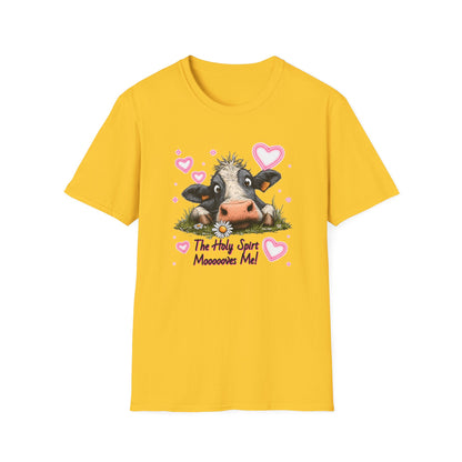 Holy Spirit T-shirt – Funny Faith-inspired Cow Design in 100% Cotton