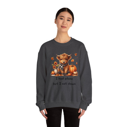 Sweatshirt Autumn Wear Funny Crewneck Pullover Fall Fashion Farm Style Cozy  Casual Outfit Highland Cow Design Print Comfort Wear Cotton Blend