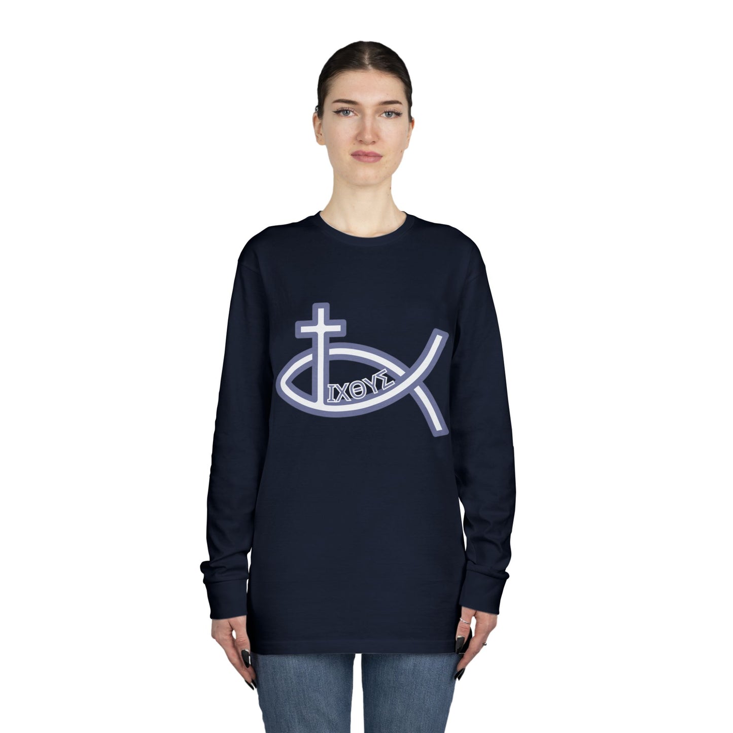 Faith-Inspired Long Sleeve Crewneck Tee - Perfect for Believers, Christian Gifts, Religious Apparel, Everyday Wear, Inspirational Clothing
