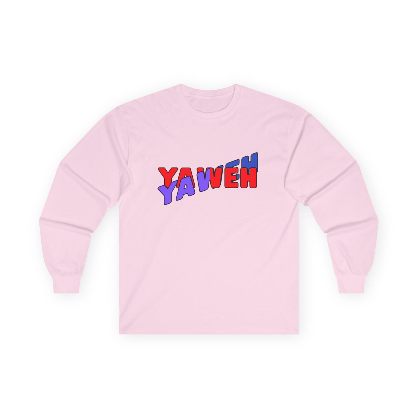 T-Shirt Long Sleeve Tee with 'YAWEH' Design Comfortable Casual Wear Gift for Friends or anyone Unique Shirt for Everyday Christian Style
