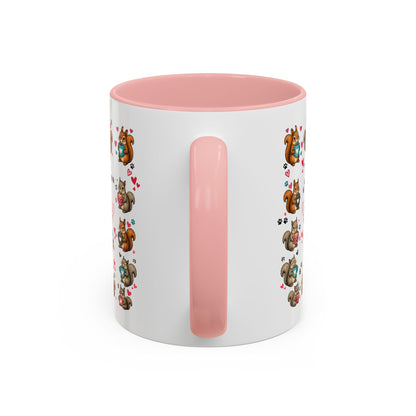 Accent Coffee Mug — "A Girl Can't Survive on Coffee Alone" Cute Squirrel Faith Mug