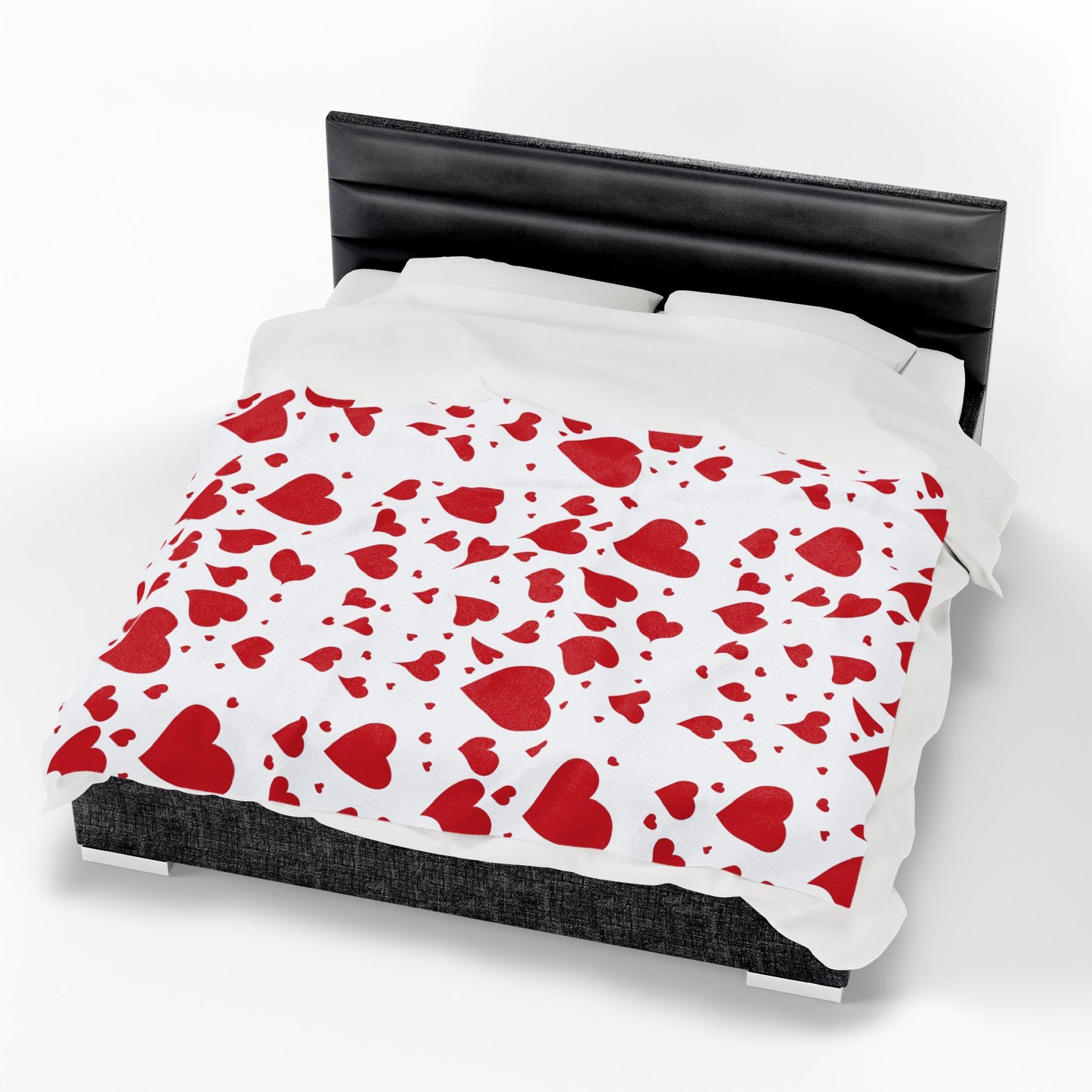 Velveteen Plush Blanket — Red Heart Pattern Cozy Throw for Valentine’s Day & Romantic Gifts