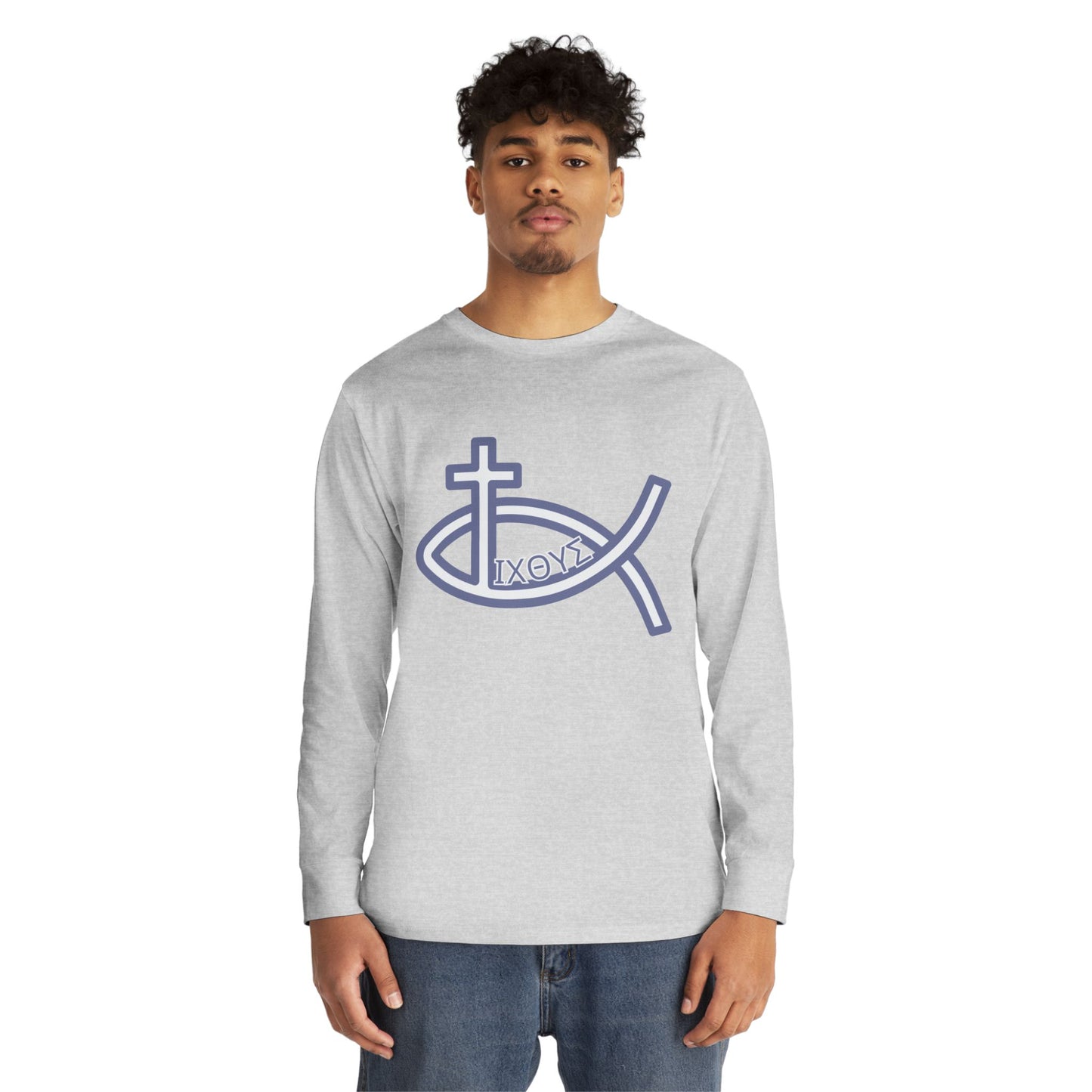 Faith-Inspired Long Sleeve Crewneck Tee - Perfect for Believers, Christian Gifts, Religious Apparel, Everyday Wear, Inspirational Clothing