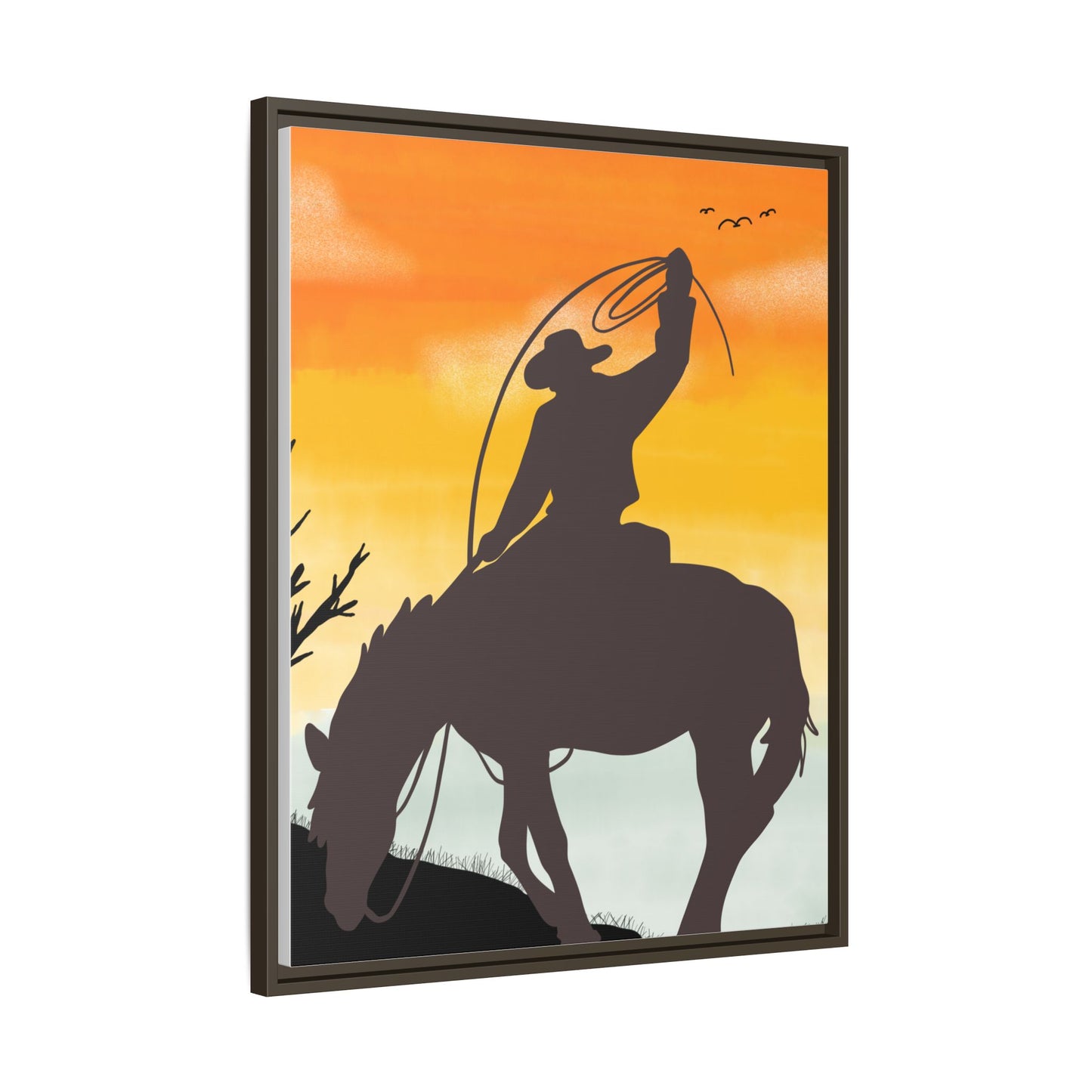 Framed Cowboy Rodeo Art Print Canvas Wall Decor Western Home Decor Rustic Cowboy Gift Equestrian Wall Art Country Themed Art Housewarming Gift