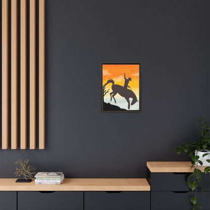 Framed Cowboy Sunset Canvas Art Equestrian Decor Farmhouse Wall Art Rustic Home Decoration Gift for Horse Lovers Rodeo Decor Housewarming Gift