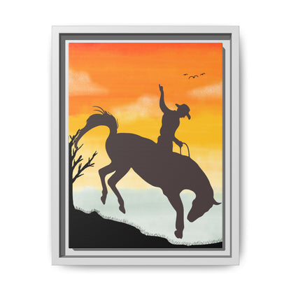 Framed Cowboy Sunset Canvas Art Equestrian Decor Farmhouse Wall Art Rustic Home Decoration Gift for Horse Lovers Rodeo Decor Housewarming Gift