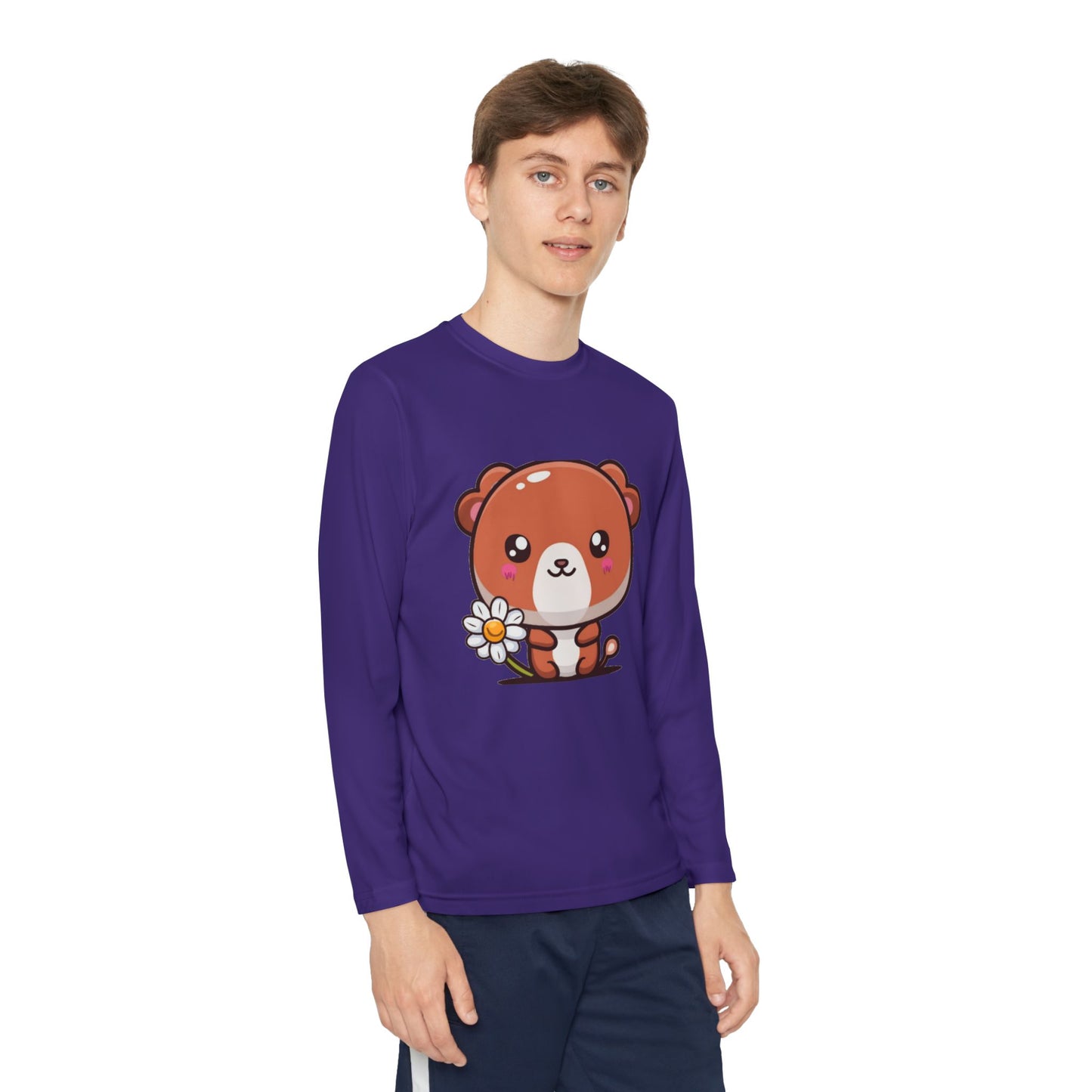 T-Shirt Cute Bear Youth Long Sleeve Competitor Tee Kids Bear Shirt Playful Tee for Boys and Girls Adorable Spring Apparel Gift