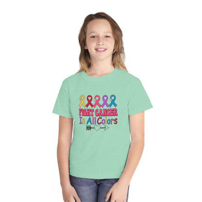 Youth Tee — "Fight Cancer In All Colors" Ribbon Awareness Shirt